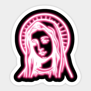 Pink Neon Virgin Mary Sticker